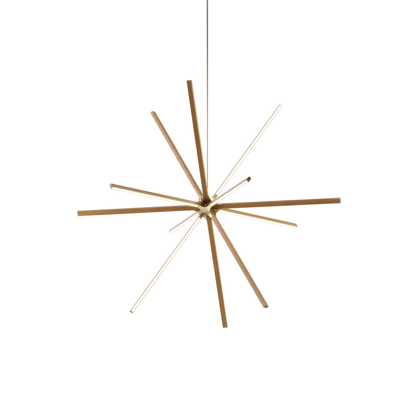 Boom Big LED Chandelier in Heart Pine (Reclaimed)/Brushed Brass.