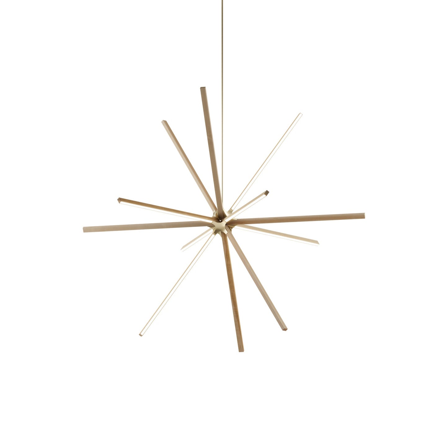 Boom Big LED Chandelier in Maple/Brushed Brass.