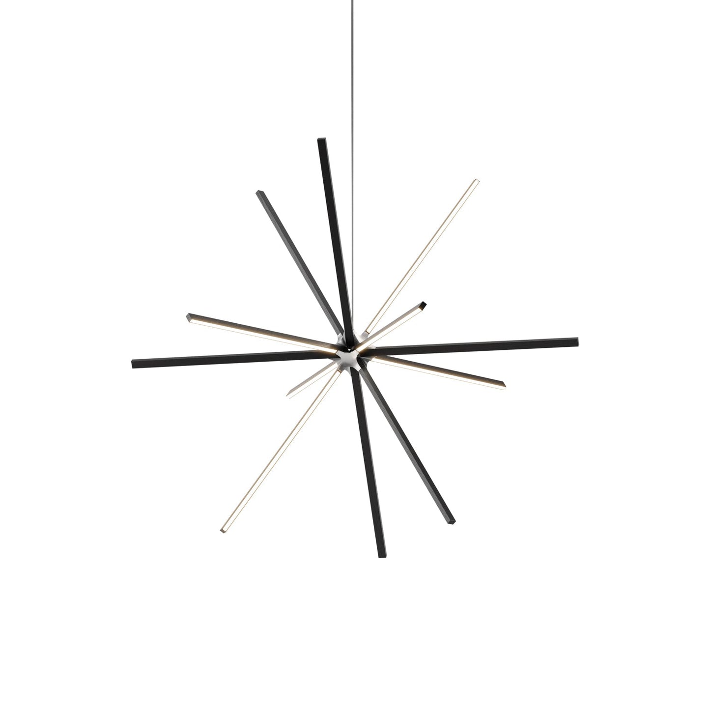 Boom Big LED Chandelier in Ebonized Oak/Brushed Nickel.