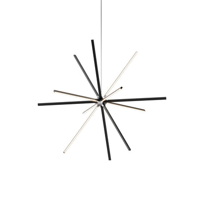 Boom Big LED Chandelier in Ebonized Oak/Brushed Nickel.