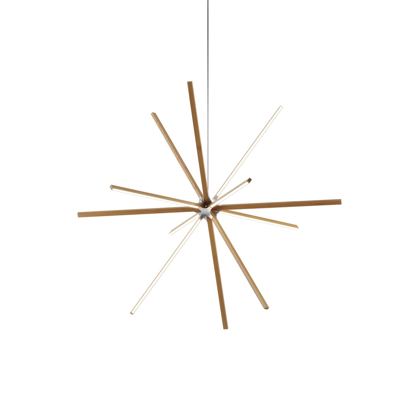 Boom Big LED Chandelier in Heart Pine (Reclaimed)/Brushed Nickel.