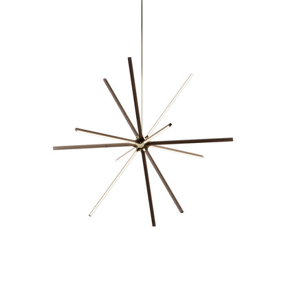 Boom Big LED Chandelier in American Walnut/Polished Brass.
