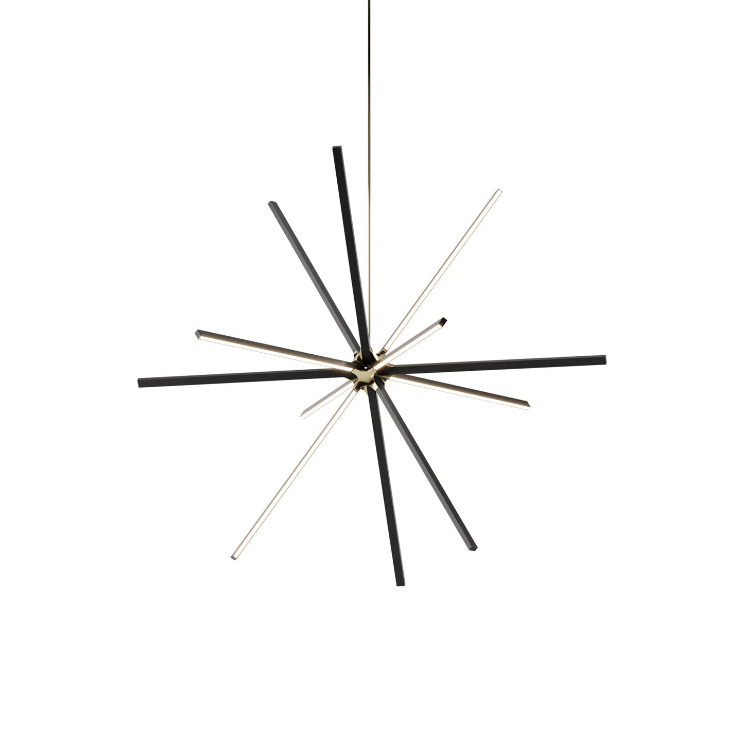 Boom Big LED Chandelier in Ebonized Oak/Polished Brass.