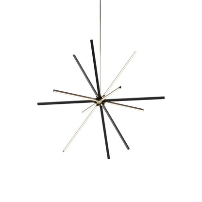 Boom Big LED Chandelier in Ebonized Oak/Polished Brass.