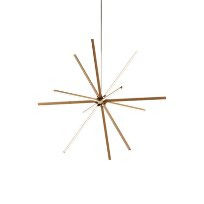 Boom Big LED Chandelier in Heart Pine (Reclaimed)/Polished Brass.