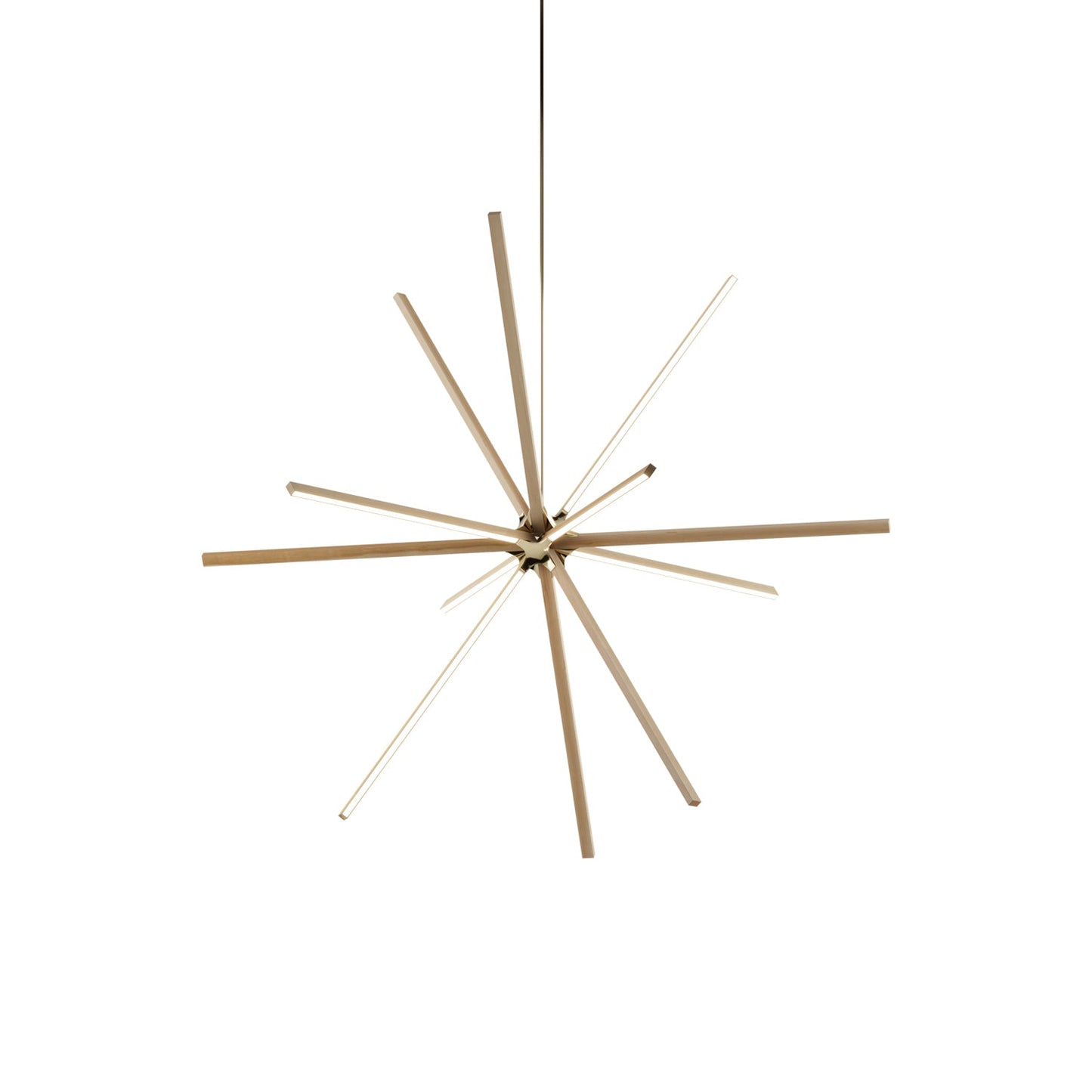Boom Big LED Chandelier in Maple/Polished Brass.