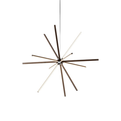 Boom Big LED Chandelier in American Walnut/Polished Nickel.