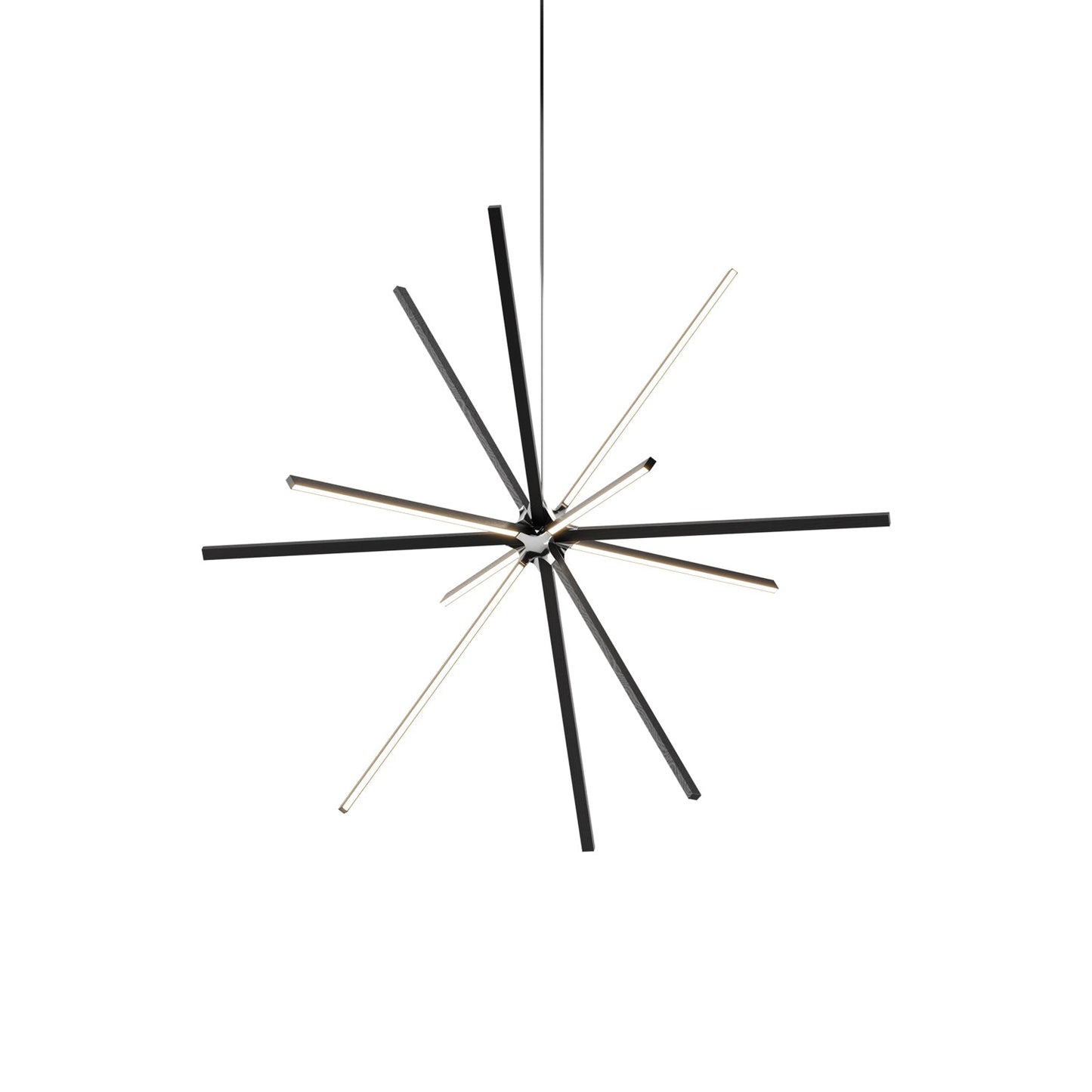 Boom Big LED Chandelier in Ebonized Oak/Polished Nickel.