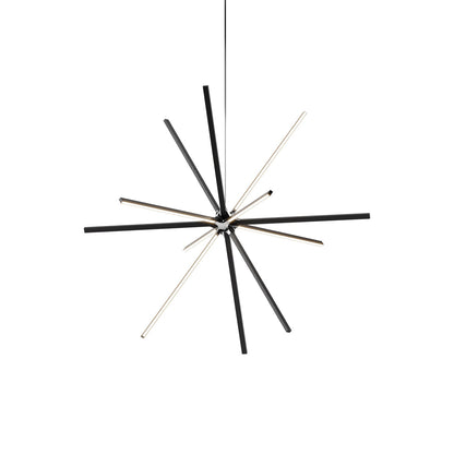 Boom Big LED Chandelier in Ebonized Oak/Polished Nickel.