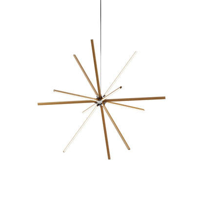 Boom Big LED Chandelier in Heart Pine (Reclaimed)/Polished Nickel.