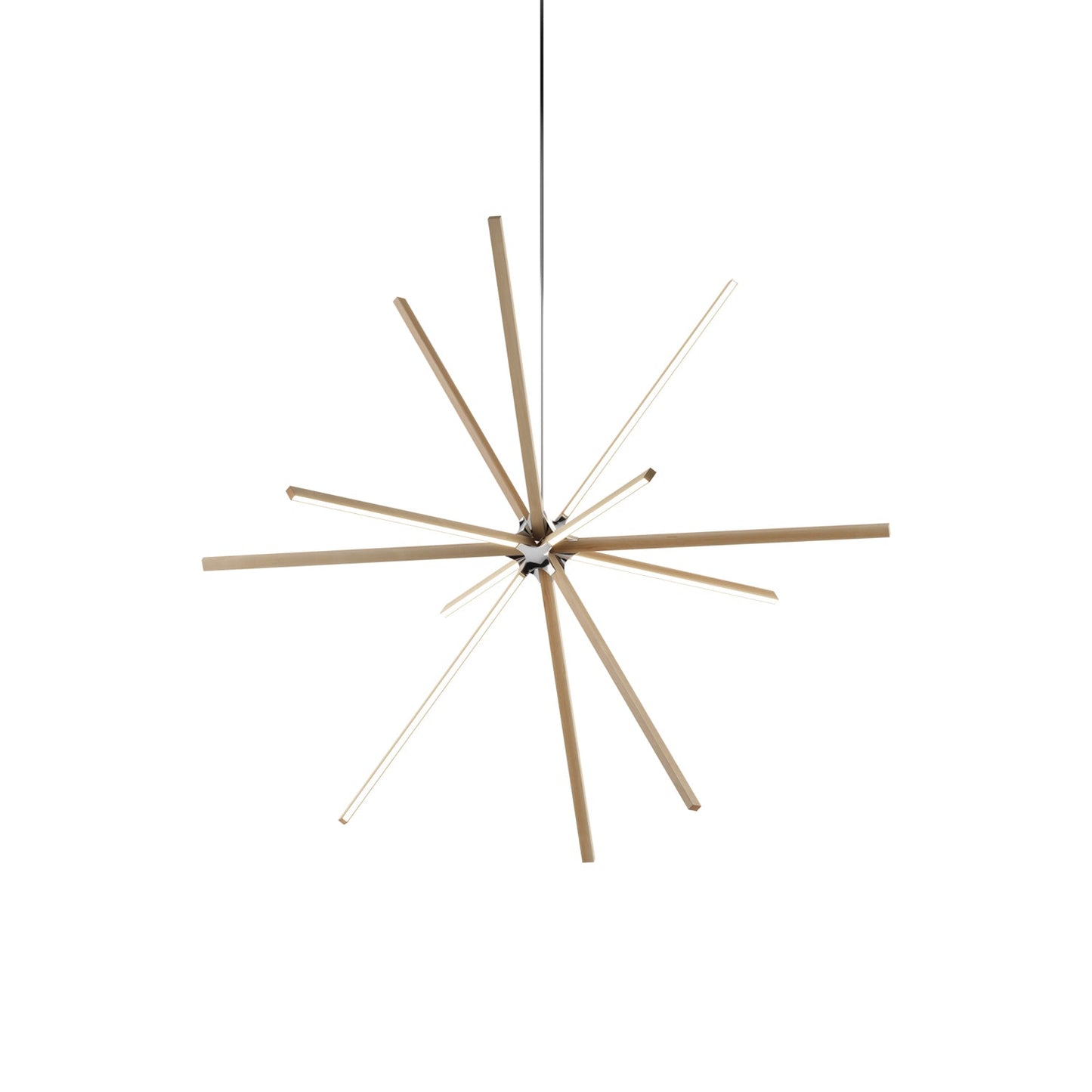 Boom Big LED Chandelier in Maple/Polished Nickel.