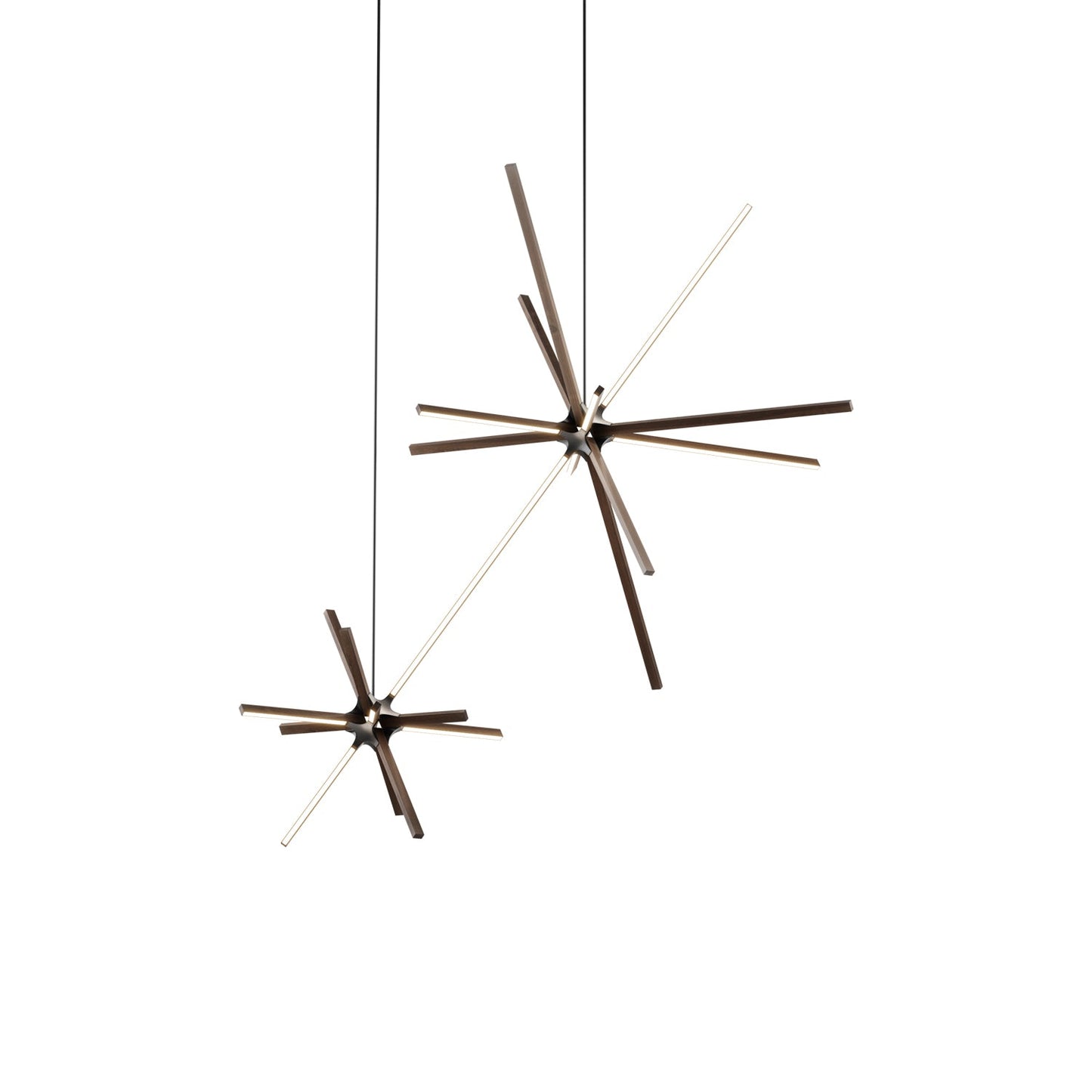 Boom Double LED Chandelier in American Walnut/Blackened.
