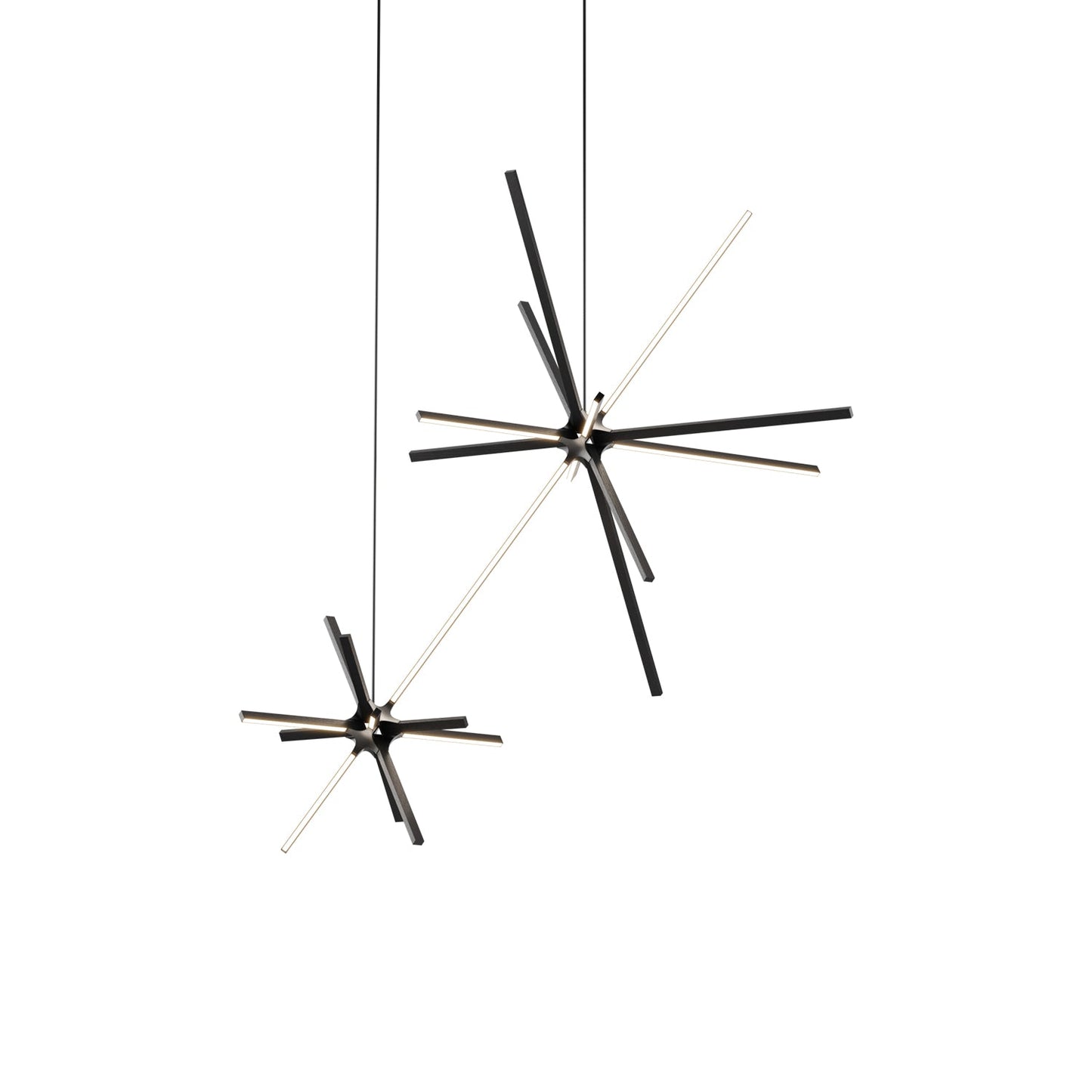 Boom Double LED Chandelier in Ebonized Oak/Blackened.