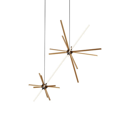 Boom Double LED Chandelier in Heart Pine (Reclaimed)/Blackened.