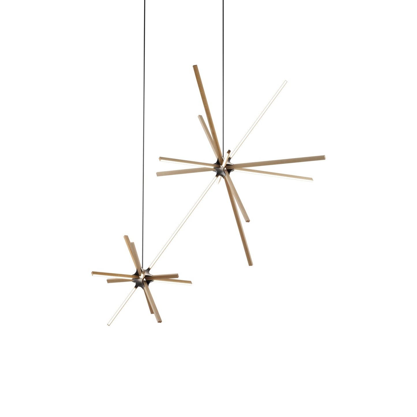 Boom Double LED Chandelier in Maple/Blackened.