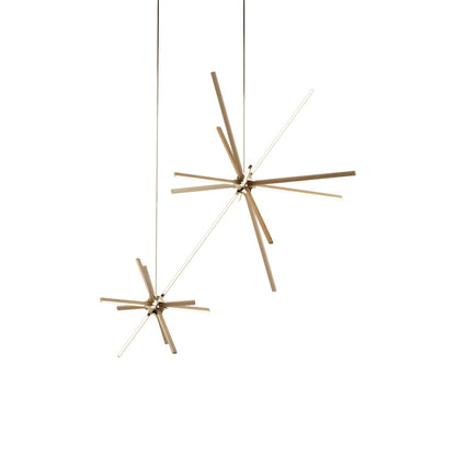 Boom Double LED Chandelier in Maple/Polished Brass.