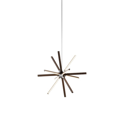 Boom Little LED Chandelier in American Walnut/Brushed Nickel.