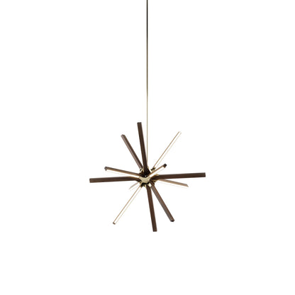 Boom Little LED Chandelier in American Walnut/Polished Brass.
