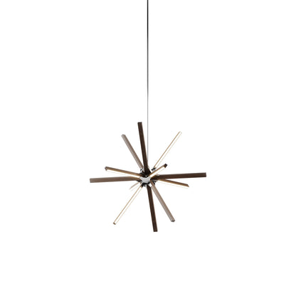 Boom Little LED Chandelier in American Walnut/Polished Nickel.