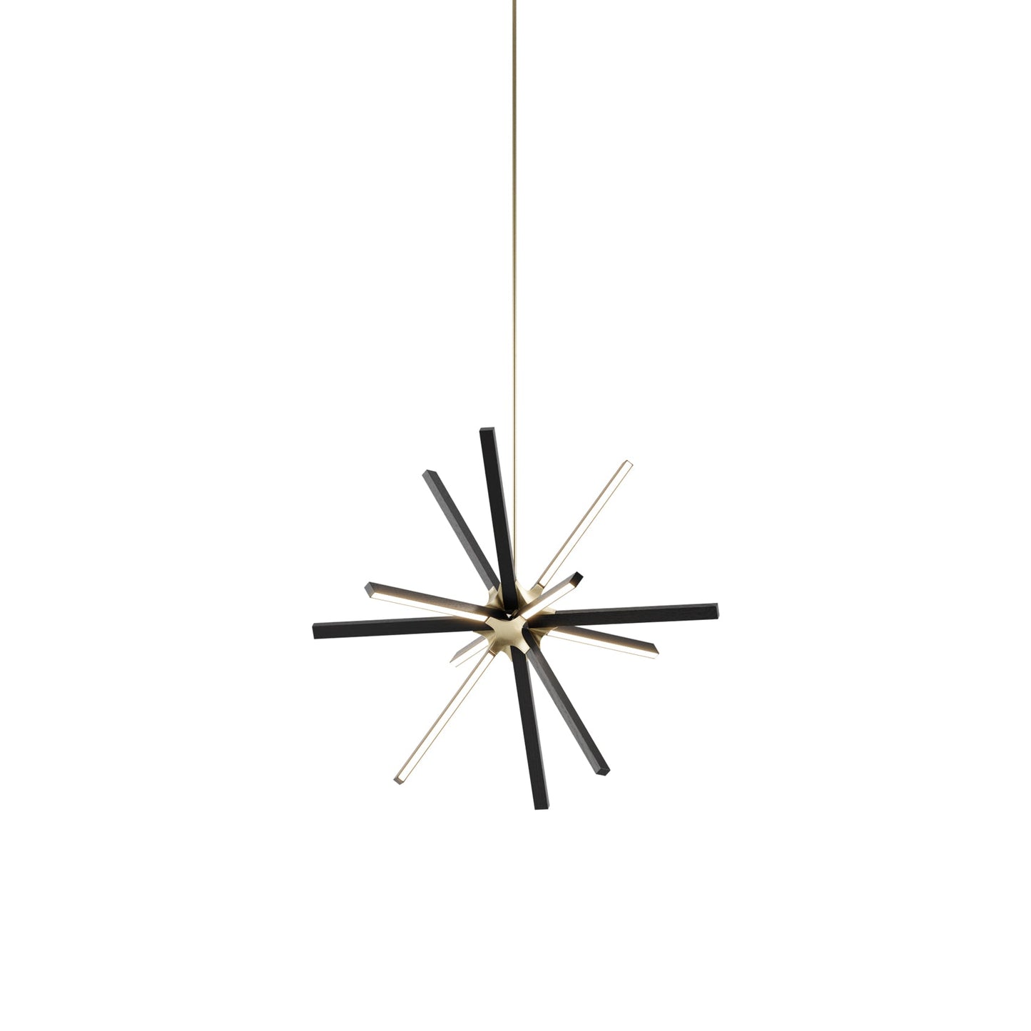 Boom Little LED Chandelier in Ebonized Oak/Brushed Brass.