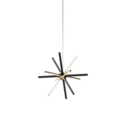 Boom Little LED Chandelier in Ebonized Oak/Brushed Brass.