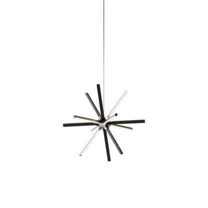 Boom Little LED Chandelier in Ebonized Oak/Brushed Nickel.
