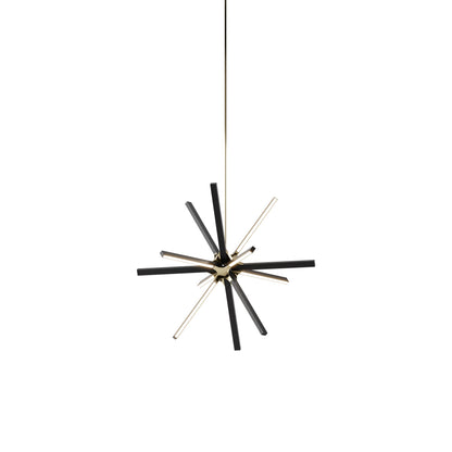 Boom Little LED Chandelier in Ebonized Oak/Polished Brass.