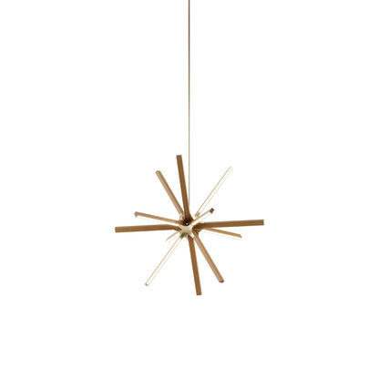 Boom Little LED Chandelier in Heart Pine (Reclaimed)/Brushed Brass.