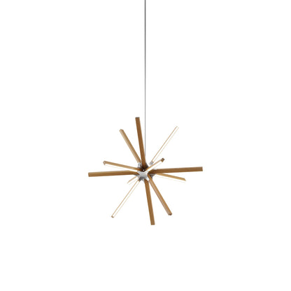 Boom Little LED Chandelier in Heart Pine (Reclaimed)/Brushed Nickel.