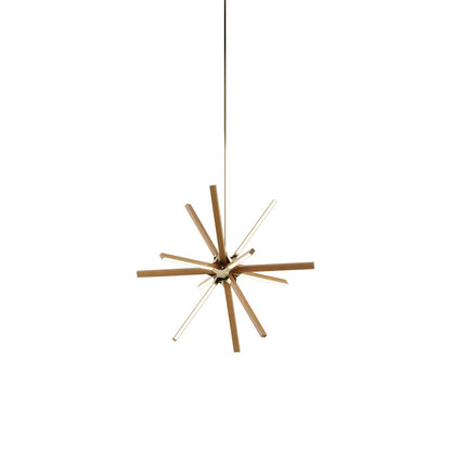 Boom Little LED Chandelier in Heart Pine (Reclaimed)/Polished Brass.