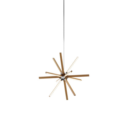 Boom Little LED Chandelier in Heart Pine (Reclaimed)/Polished Nickel.