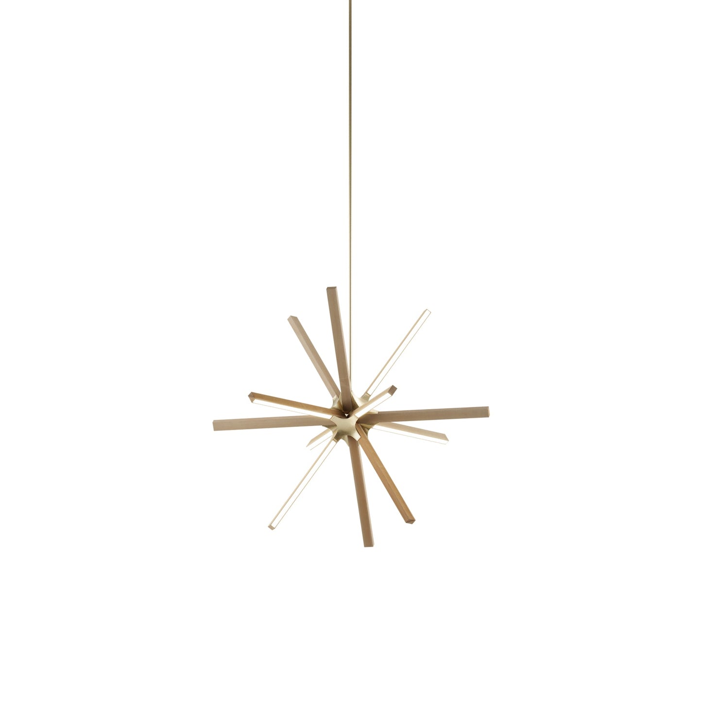 Boom Little LED Chandelier in Maple/Brushed Brass.