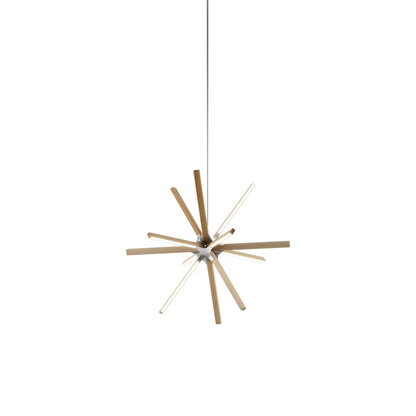 Boom Little LED Chandelier in Maple/Brushed Nickel.