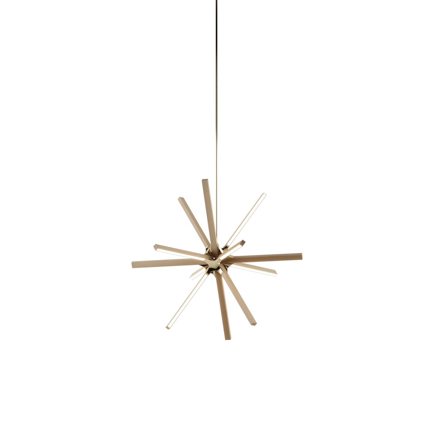 Boom Little LED Chandelier in Maple/Polished Brass.