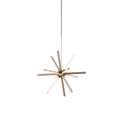 Boom Little LED Chandelier in Maple/Polished Brass.