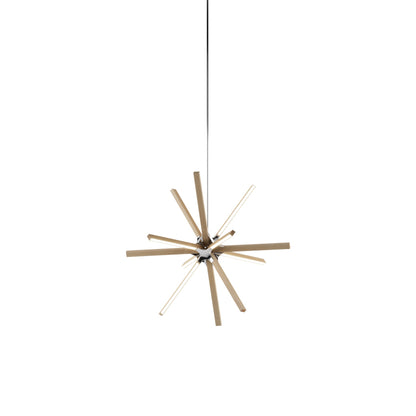 Boom Little LED Chandelier in Maple/Polished Nickel.