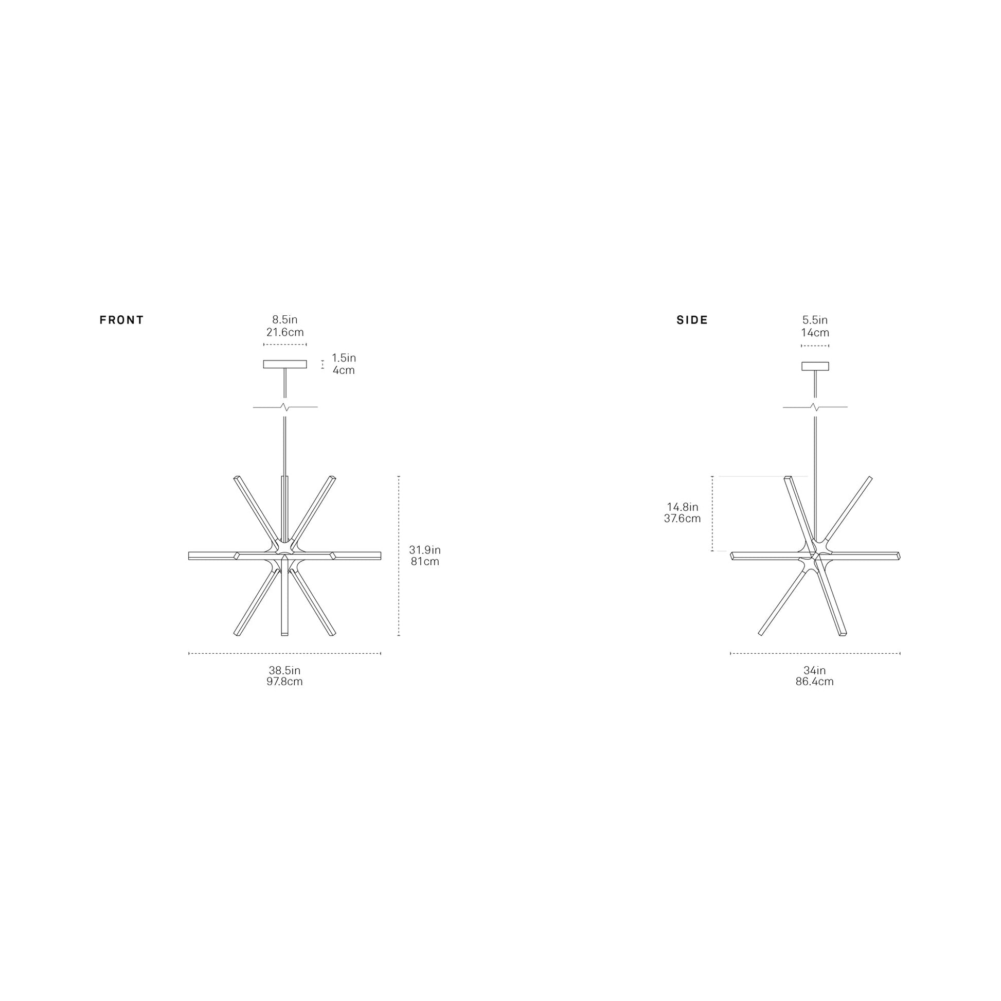 Boom Little LED Chandelier - line drawing.