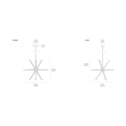 Boom Little LED Chandelier - line drawing.