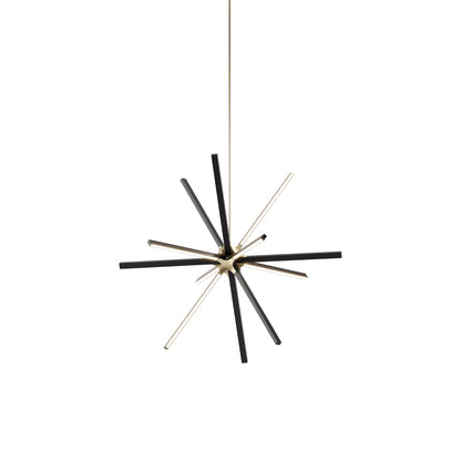 Boom Middle LED Chandelier in Ebonized Oak/Brushed Brass.