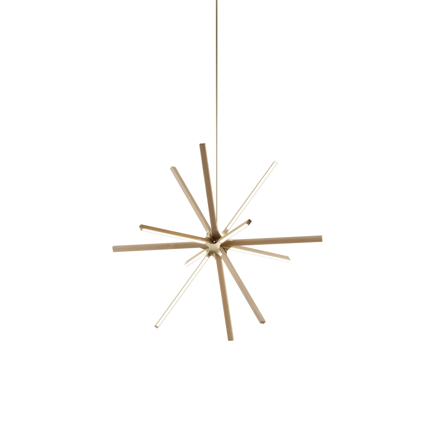 Boom Middle LED Chandelier in Maple/Brushed Brass.