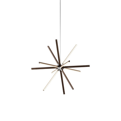 Boom Middle LED Chandelier in American Walnut/Brushed Nickel.