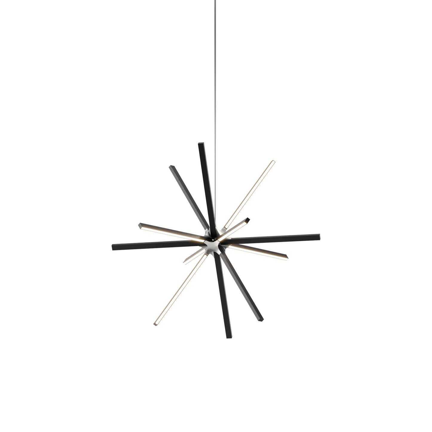 Boom Middle LED Chandelier in Ebonized Oak/Brushed Nickel.