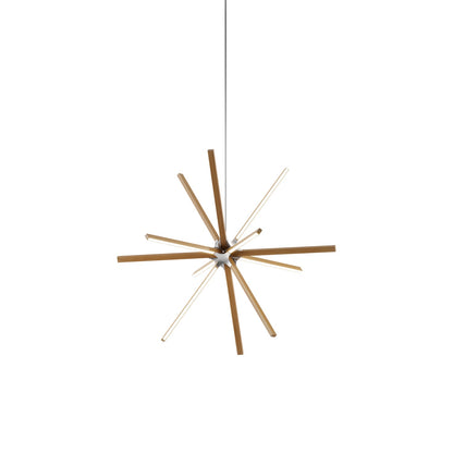 Boom Middle LED Chandelier in Heart Pine (Reclaimed)/Brushed Nickel.