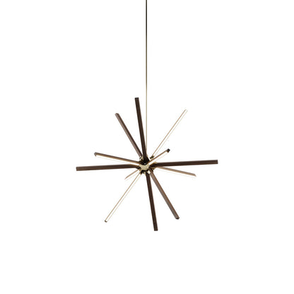 Boom Middle LED Chandelier in American Walnut/Polished Brass.