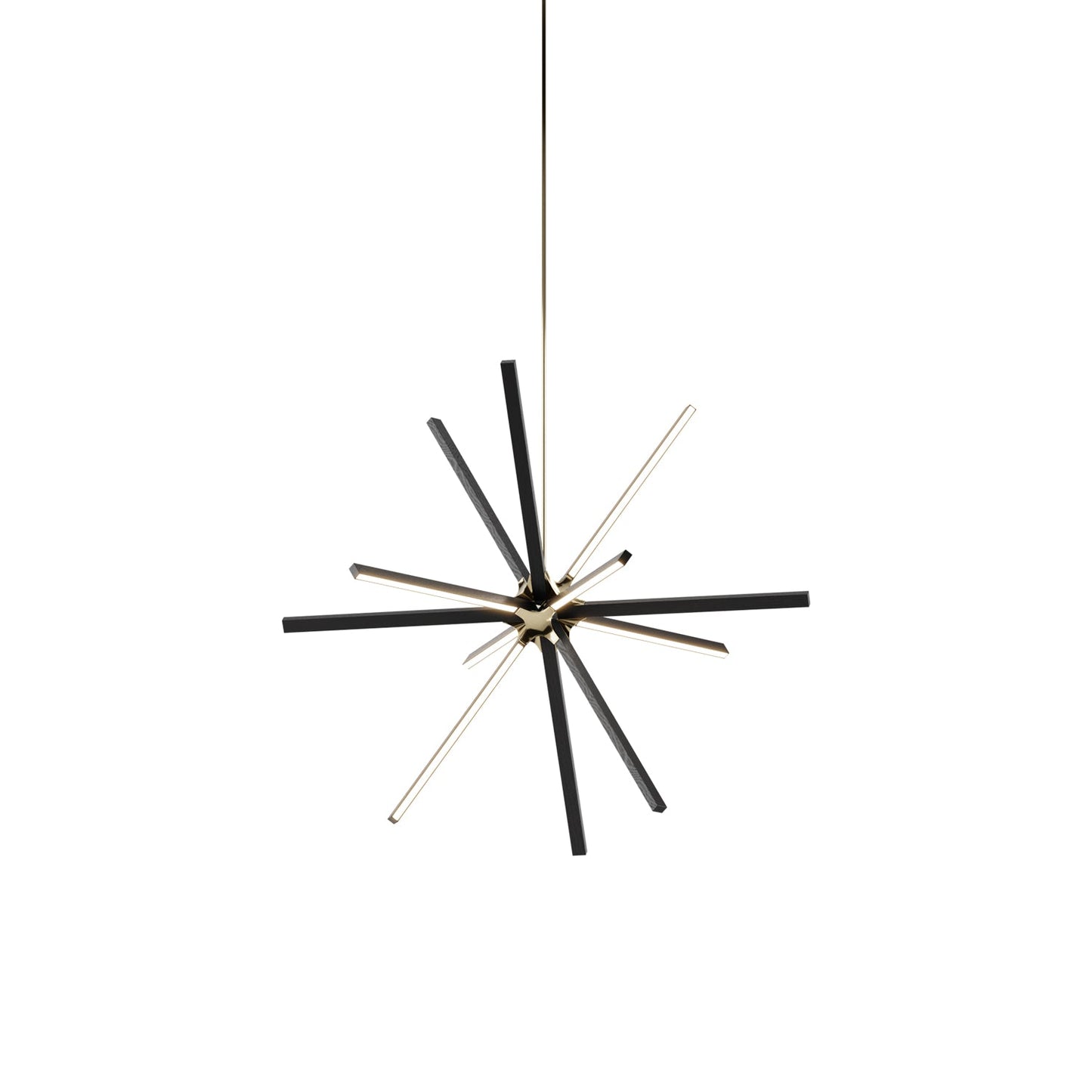 Boom Middle LED Chandelier in Ebonized Oak/Polished Brass.