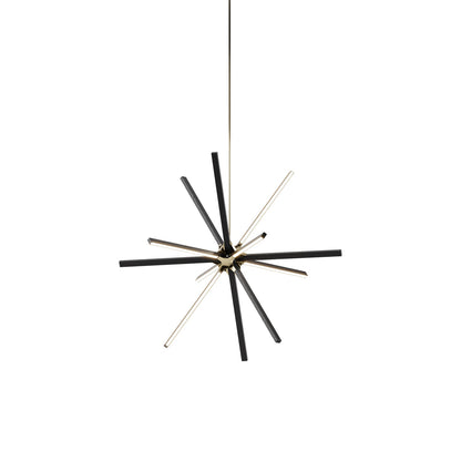 Boom Middle LED Chandelier in Ebonized Oak/Polished Brass.
