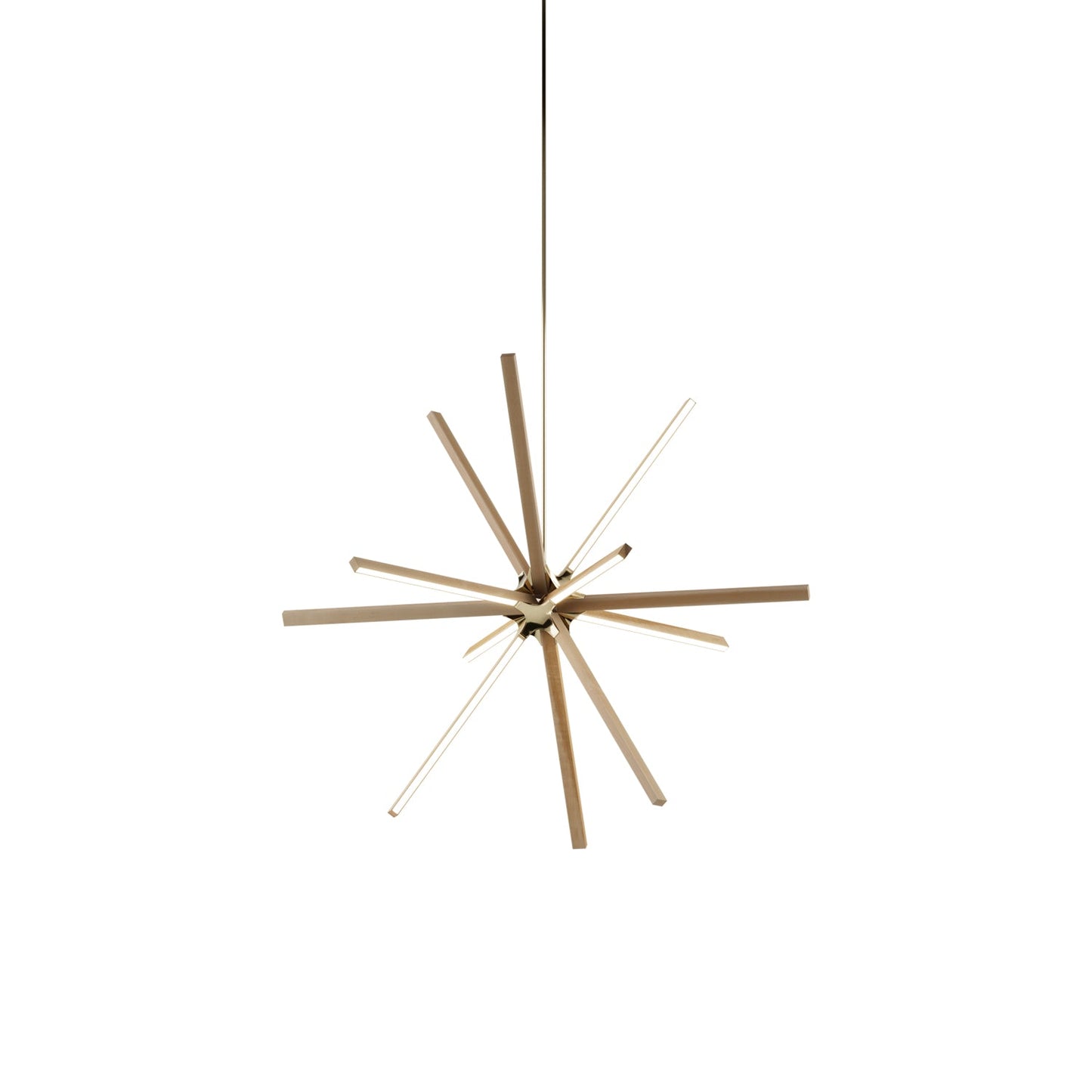 Boom Middle LED Chandelier in Maple/Polished Brass.