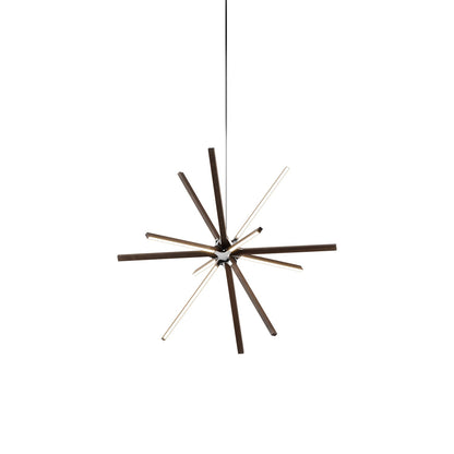 Boom Middle LED Chandelier in American Walnut/Polished Nickel.