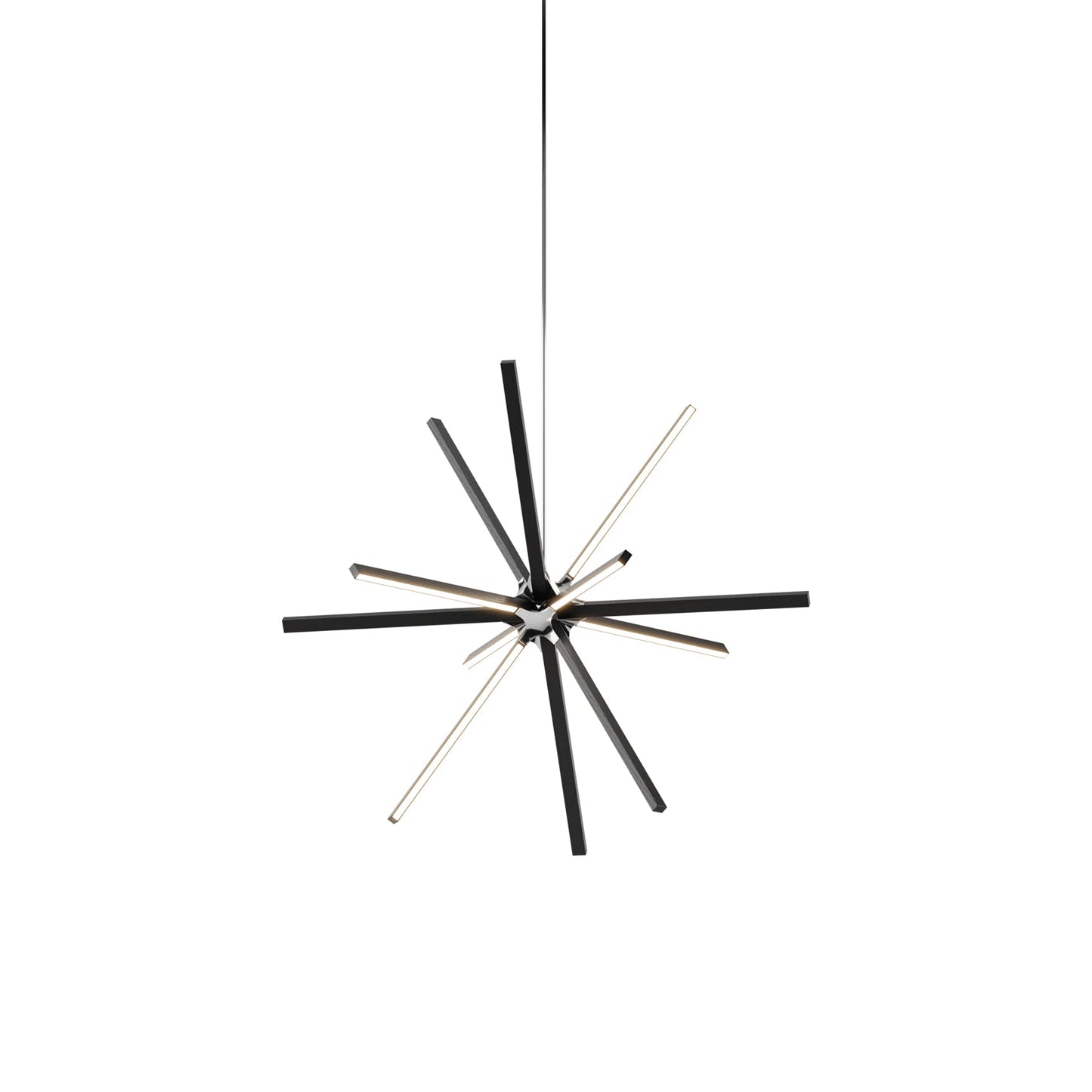 Boom Middle LED Chandelier in Ebonized Oak/Polished Nickel.