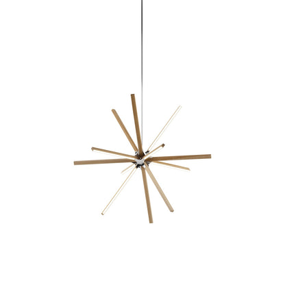 Boom Middle LED Chandelier in Maple/Polished Nickel.